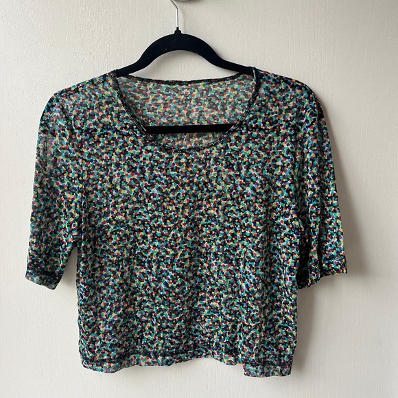 Colorful Mesh Polkadot Crop Top, Divided, Size M - Picture 1 of 3
